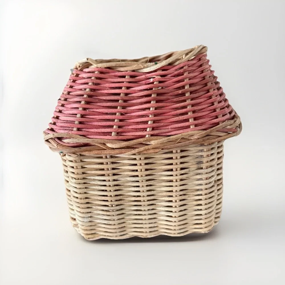 Vintage Wicker Rattan‎ House Basket Christmas Decor